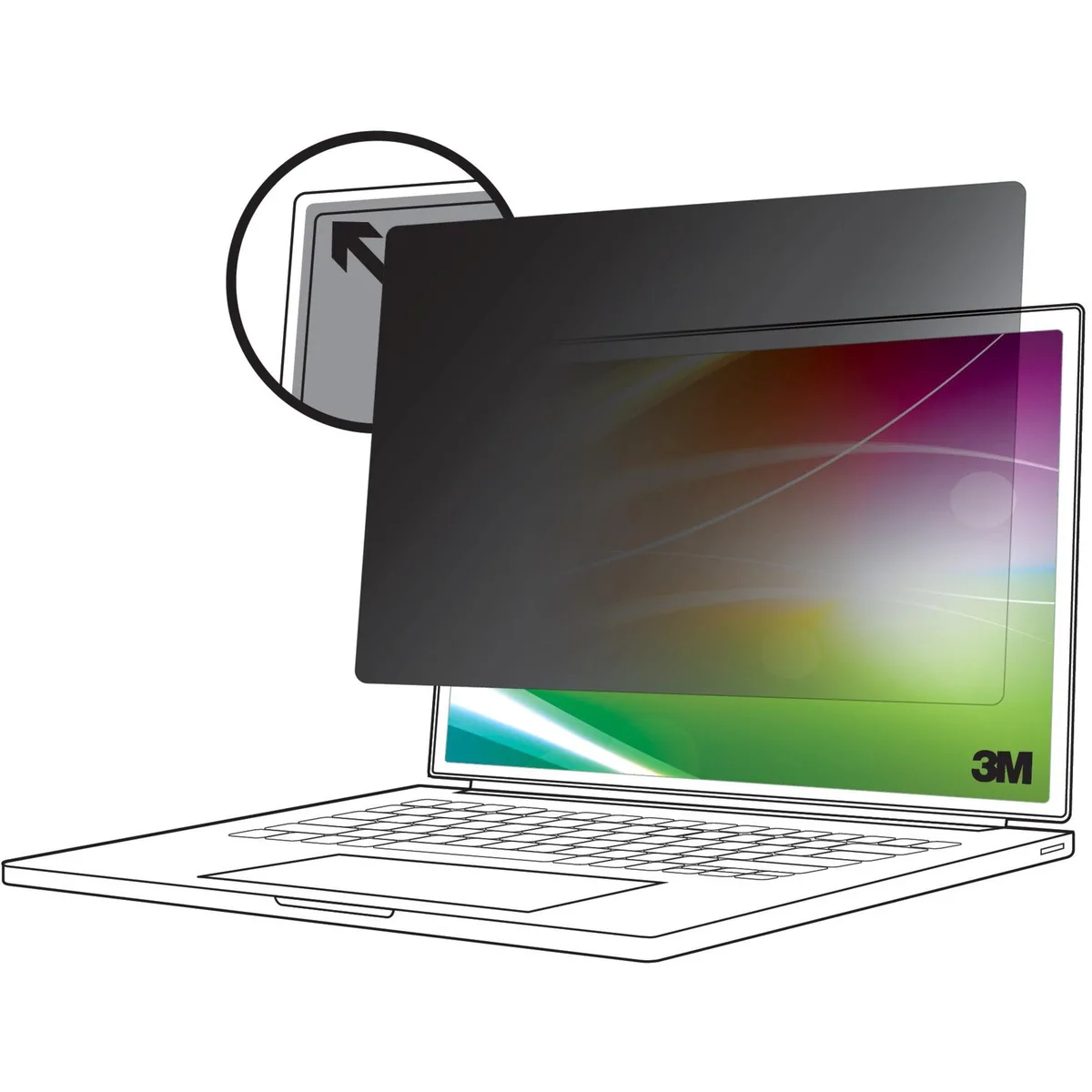 Thin rectangular privacy filter for 13.3 inch 16:9 laptop screen, anti-glare matte finish
