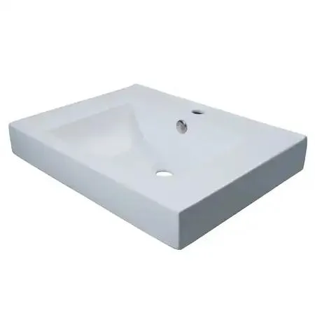 White ceramic vessel sink with glossy finish, oval bowl shape, model 9620
