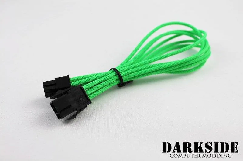 Darkside Computer Modding Darkside Computer Modding 6-Pin PCI-E 12" HSL Single Braid Extension Cable Green UV — product photo