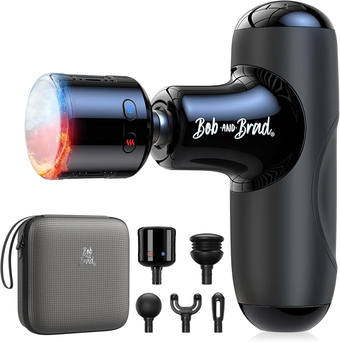 BOB BOB QL/MINI.Q2-F massager, heat &amp; cold, 5 speeds 1800–3000 RPM, 7 mm amplitude, 40 dB, 1.52 h charge, 0.95 lb — product photo