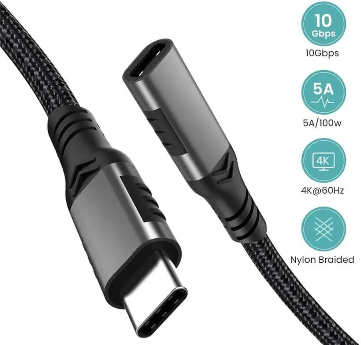 Vszerda Vszerda USB C extension cable 3.3ft braided 10Gbps 100W 4K — product photo