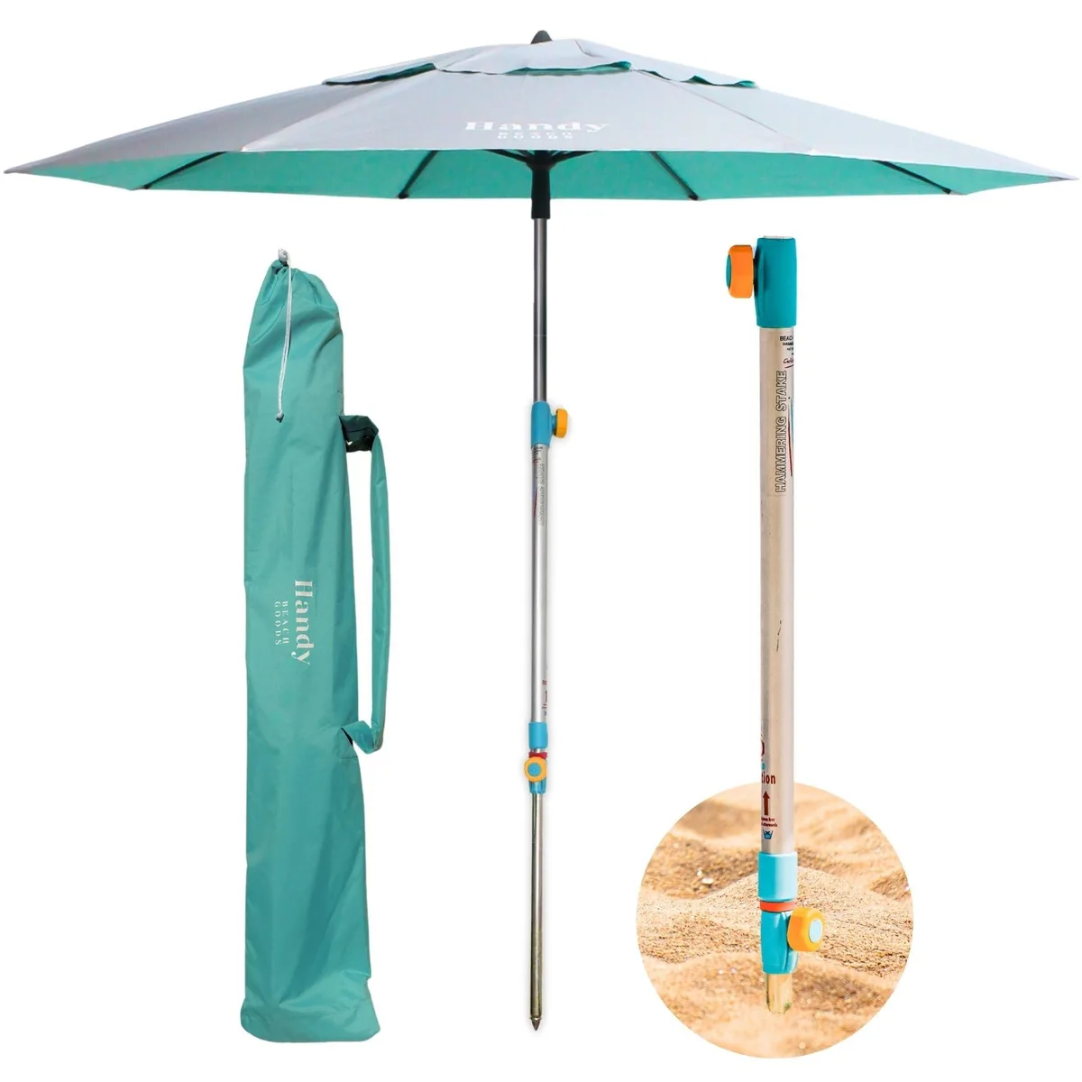  Umbrella with Hammer-In Anchor 7ft UPF 55+ Silver Coated — product photo