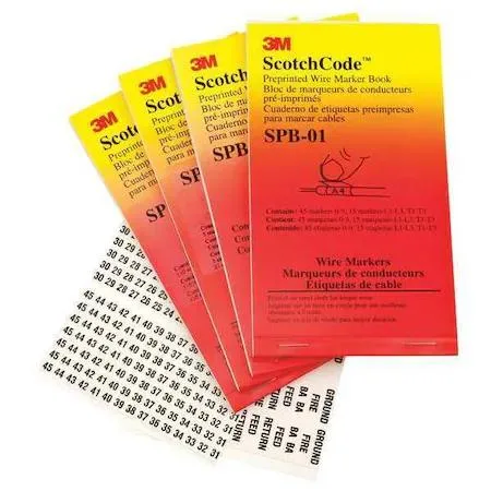3M 3M SPB-15-AS1 Wire Marker Book, Preprinted, Self-Adhesive, PK5 — product photo