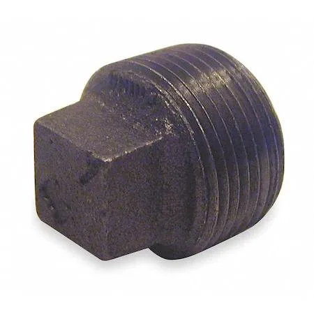 Square head plug, 3/4 inch male NPT, malleable iron, dark metal finish