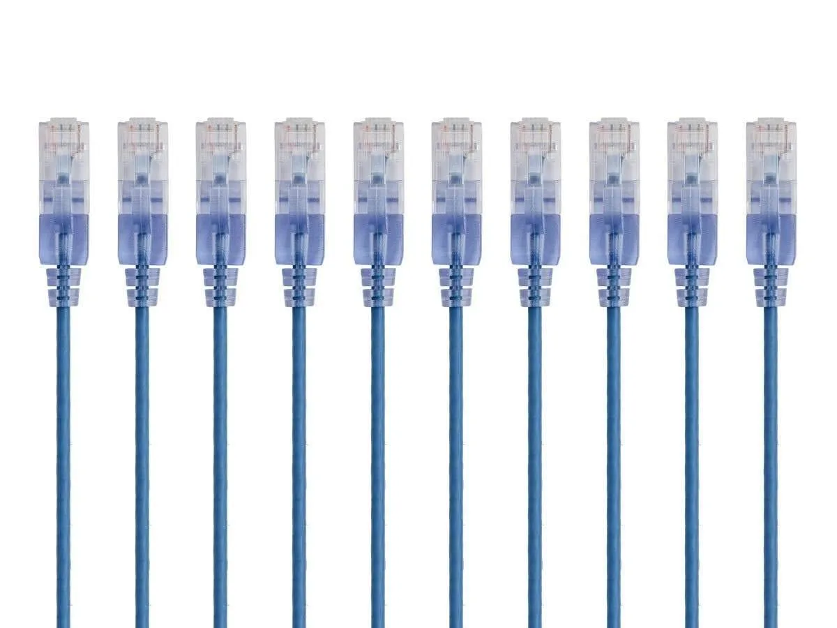 Monoprice 15150 Cat6A SlimRun Ethernet Cable 30AWG 10-Pack 1ft Blue — product photo