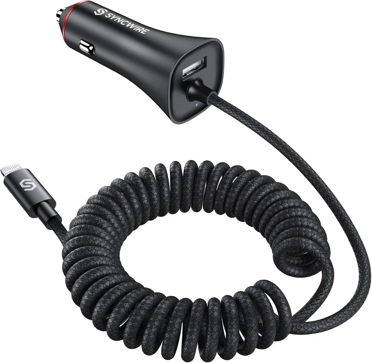 Leelbox Leelbox 32W Car Charger with 5ft Coiled Lightning Cable — product photo
