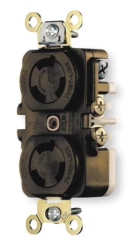 Hubbell Incorporated Hubbell HBL4700 Duplex Locking Receptacle L5-15R 15A Brown — product photo