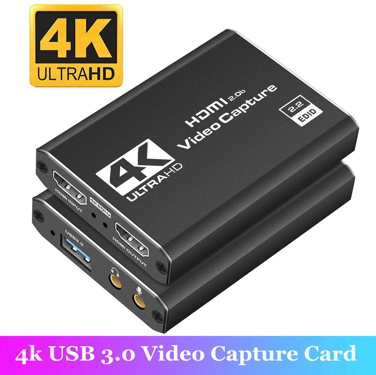 ESTONE ESTONE 4K 1080p 60fps HDMI Video Capturing Device with Mic &amp; Loop-Out — product photo