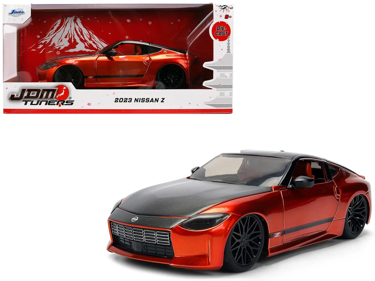 Jada Jada 2023 Nissan Z Orange Metallic Carbon Hood Black Top JDM Tuners 1/24 Diecast — product photo