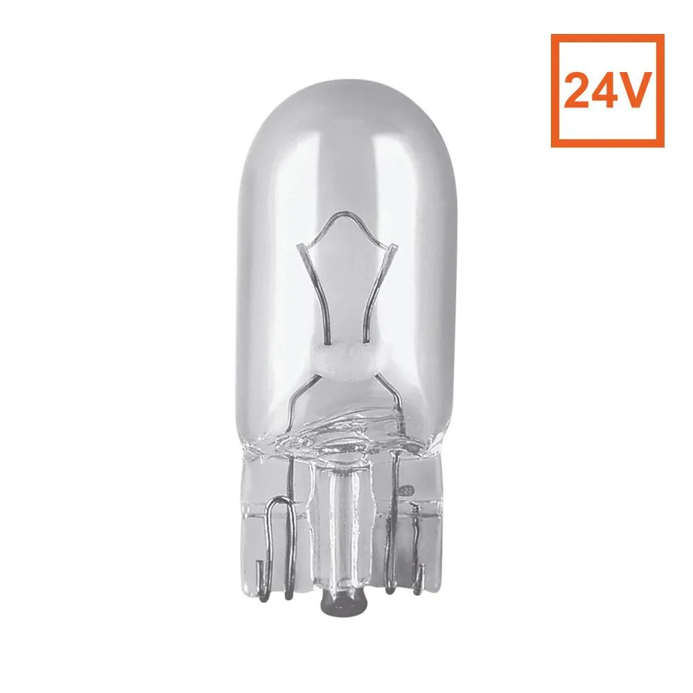 Small clear glass wedge-base automotive bulb marked 2845