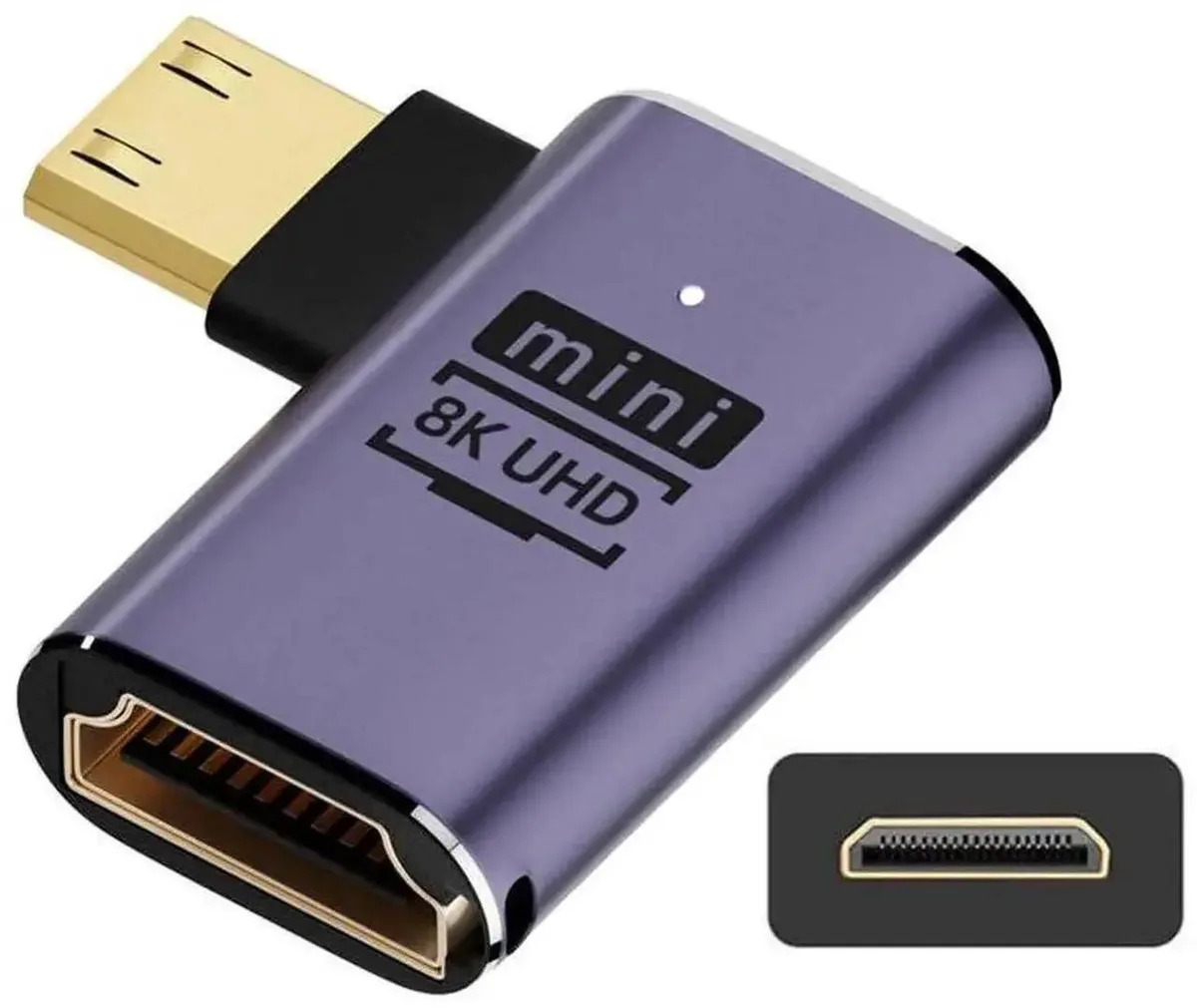 SMUGDESK SMUGDESK Right-Angled Mini HDMI Male to HDMI 2.1 Female Adapter — product photo