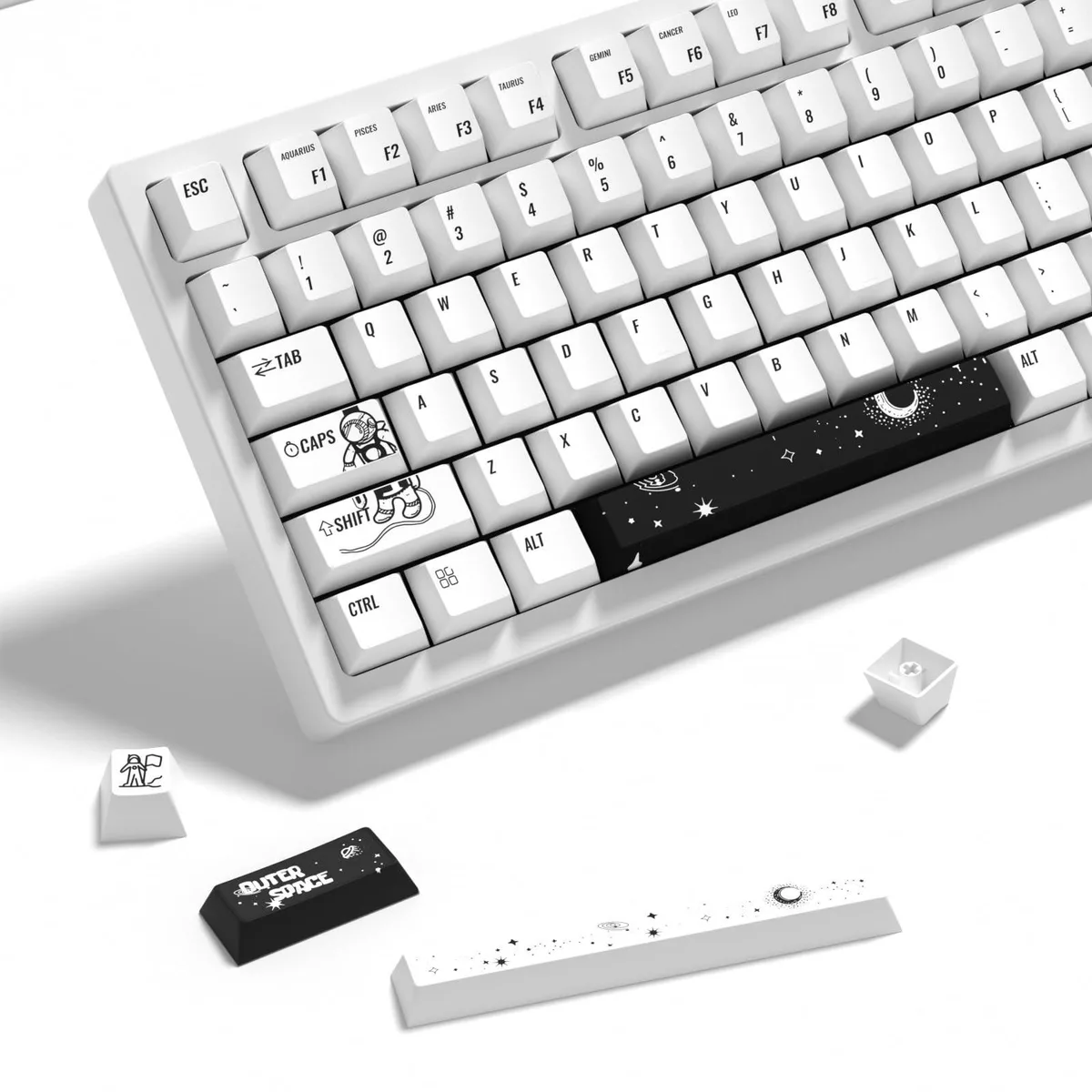 ARCTIC ARCTIC Outer Space Dye-Sub PBT Keycaps 139 Keys Cherry Profile White/Black 60-108% — product photo