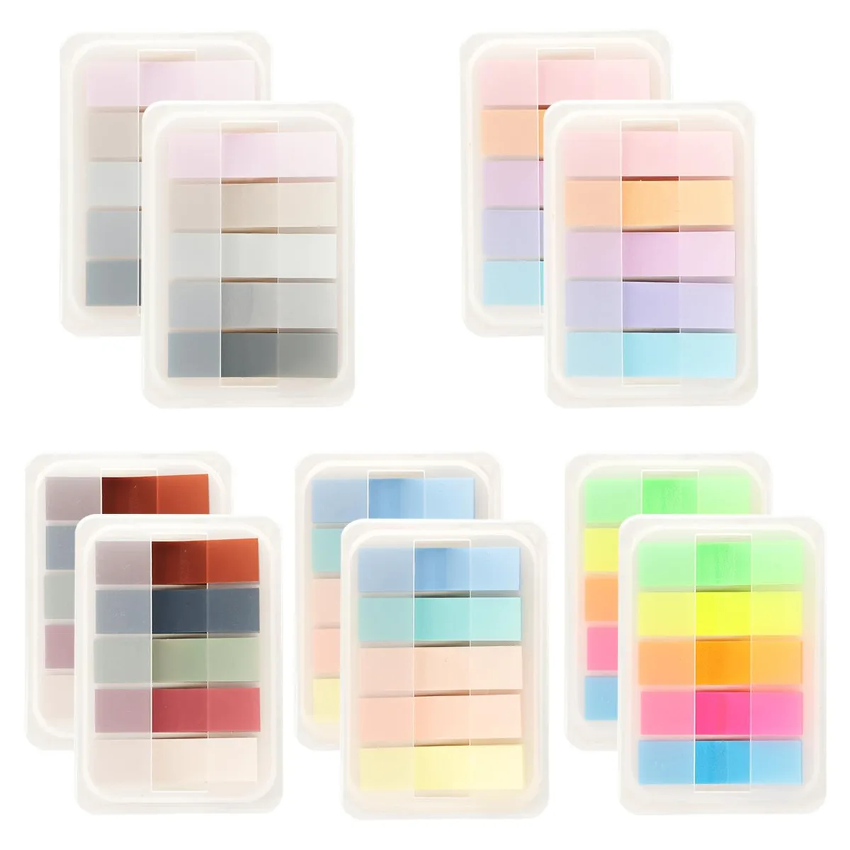 Transparent square sticky tabs in a portable dispenser, 1000 count