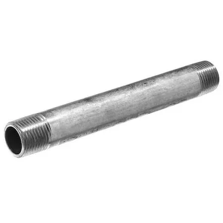 Silver seamless aluminium pipe with male NPT threads both ends, three feet long