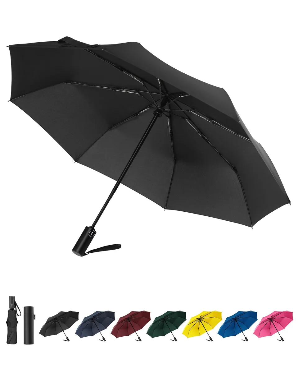  Pokixy Compact Travel Umbrella 42" Auto Open/Close Black — product photo