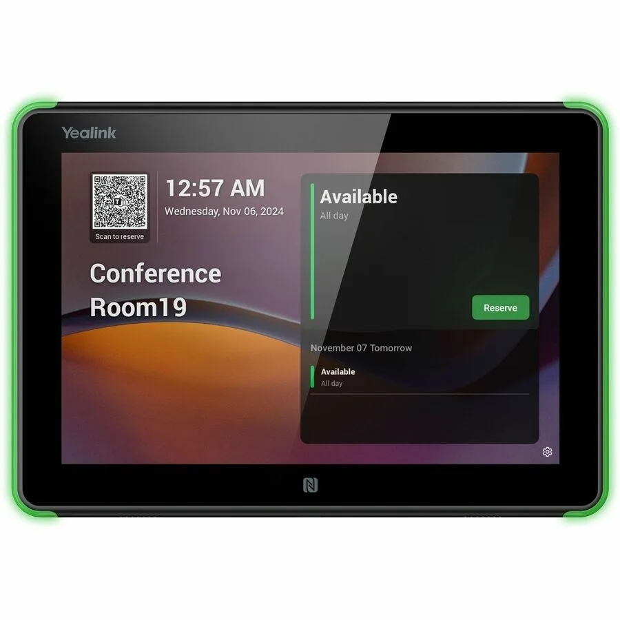 Yealink RoomPanel E2, 8-inch touch panel with LED status bars, anti-fingerprint screen, PoE or DC power