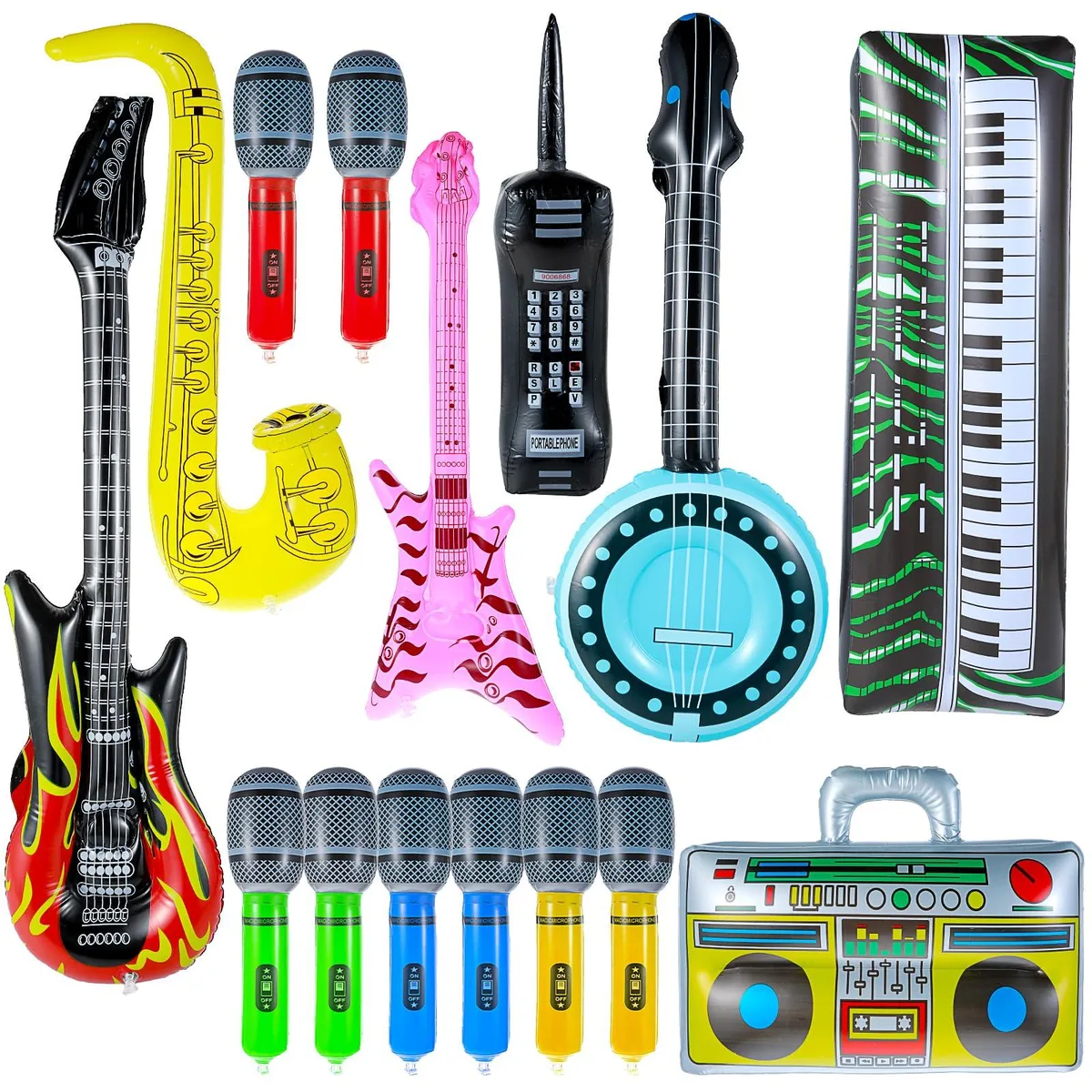 15 Pcs Inflatable Instruments Rock Star Toy Set Photo Booth Props — product photo