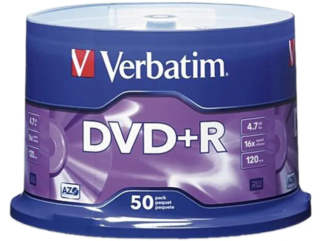 VERBATIM VERBATIM AZO 4.7GB 16X DVD+R 50 Pack Model 95037 — product photo