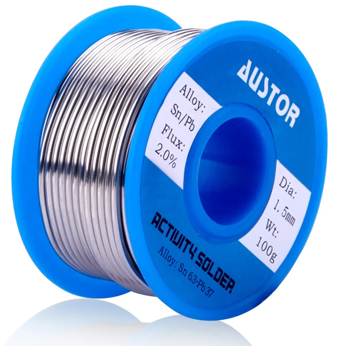  AUSTOR 63-37 Tin Lead Rosin Core Solder Wire 1.5mm 100g — product photo