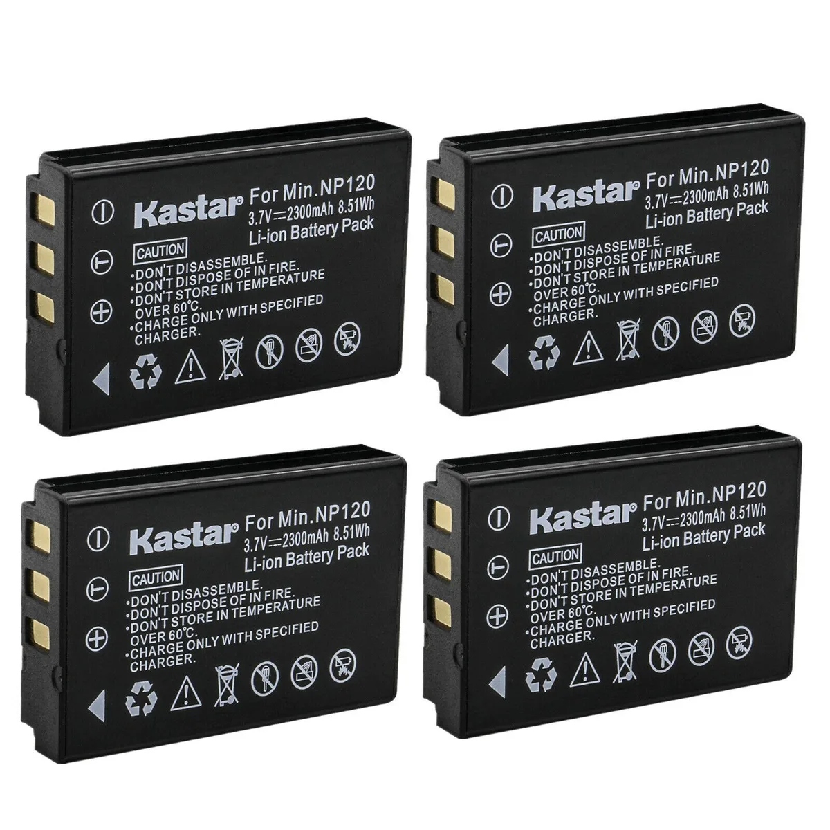 Kastar Kastar NP-120 4-pack 3.7V 2300mAh camera battery — product photo