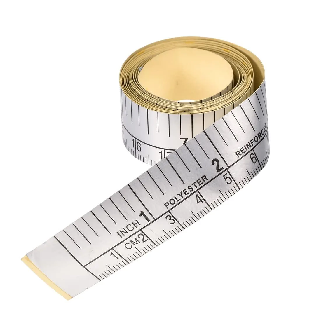 Yellow self-adhesive polyester tape measure 60 inches 150cm with metric and imperial scales