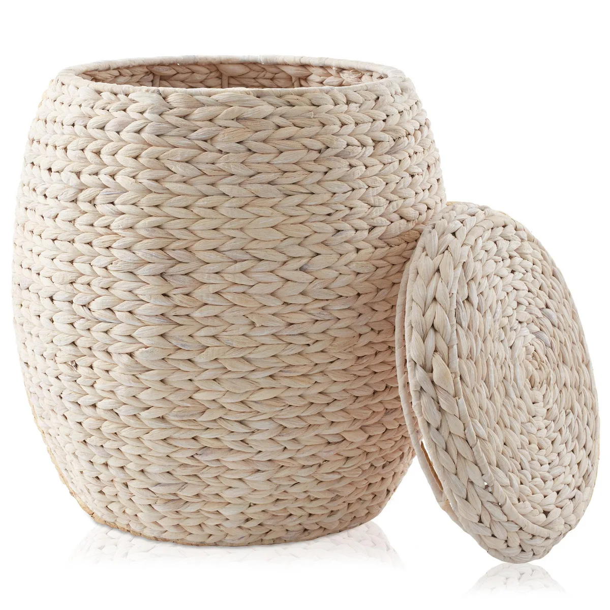 Casafield Casafield Round Storage Basket with Lid Whitewash 17 in Diameter 19 in High — product photo