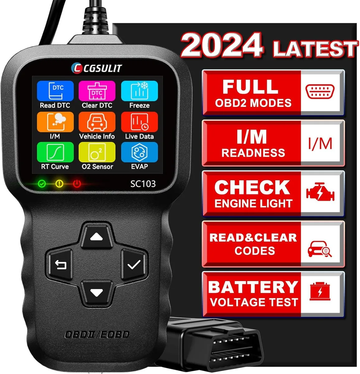 Handheld OBD2 scanner with screen and cable