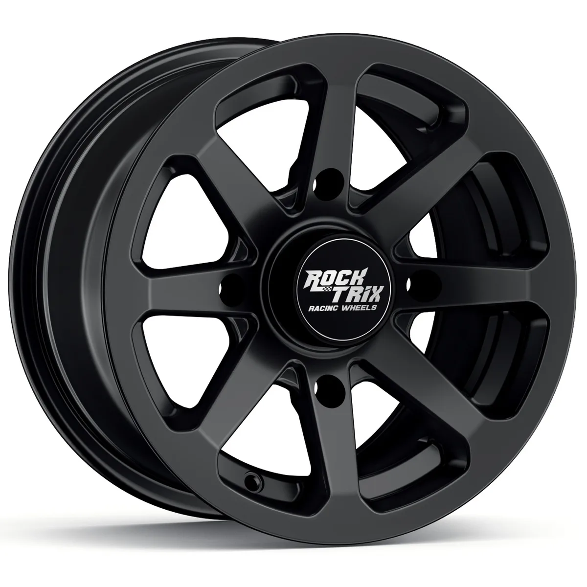 RockTrix RockTrix RT102 12x7 ATV Wheel Matte Black 4x156 4+3 Offset 131mm Bore — product photo