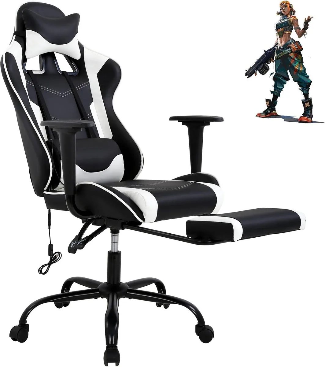 TOPRANK TOPRANK Gaming Chair White 27.8" W 20.9"D 250 lbs — product photo