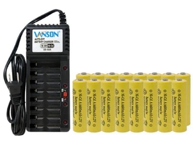 DUSLAN DUSLAN V868 8-Bay AA/AAA Charger + 16 AA 600 mAh NiCd Batteries — product photo