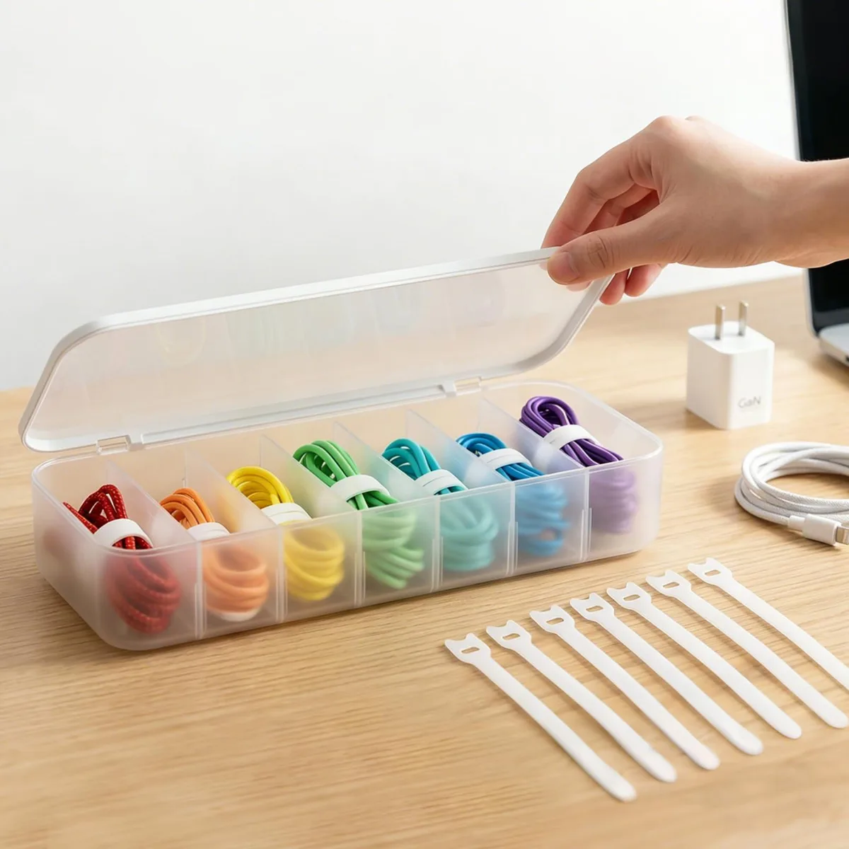  mioluo AU-AA-ZT-029 Cord Organizer Box 10.23 x 2.16 in White — product photo