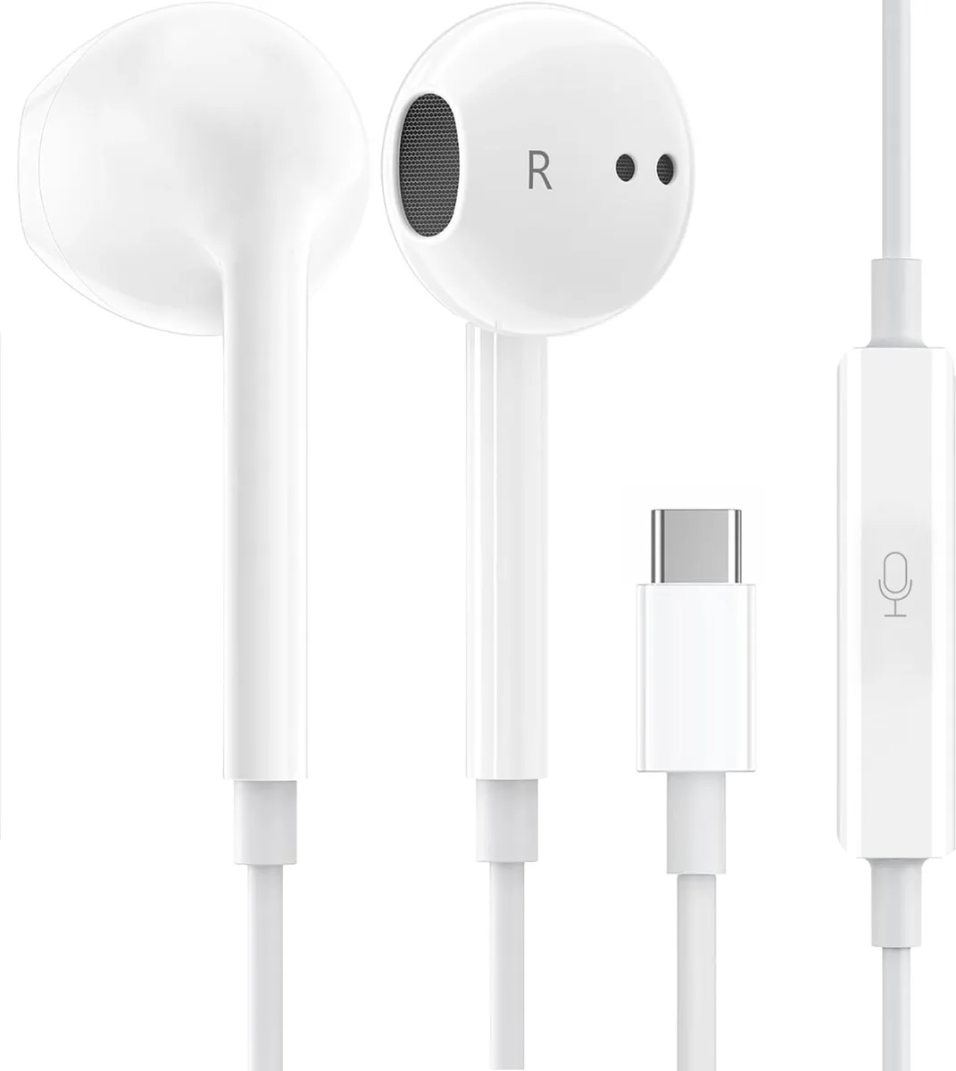  wabklove EJ-C USB-C Wired In-Ear Headphones White 18g — product photo