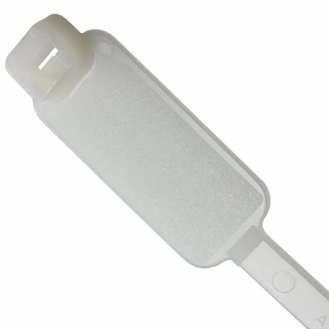 Bundle of 100 natural nylon cable ties with marker tabs