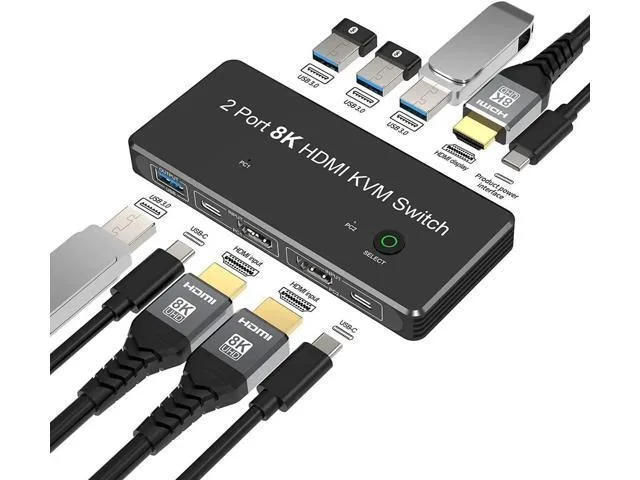 LORDWORLD LORDWORLD 2 Port 8K HDMI KVM Switch 8K@60Hz 4K@120Hz 4 USB 3.0 — product photo