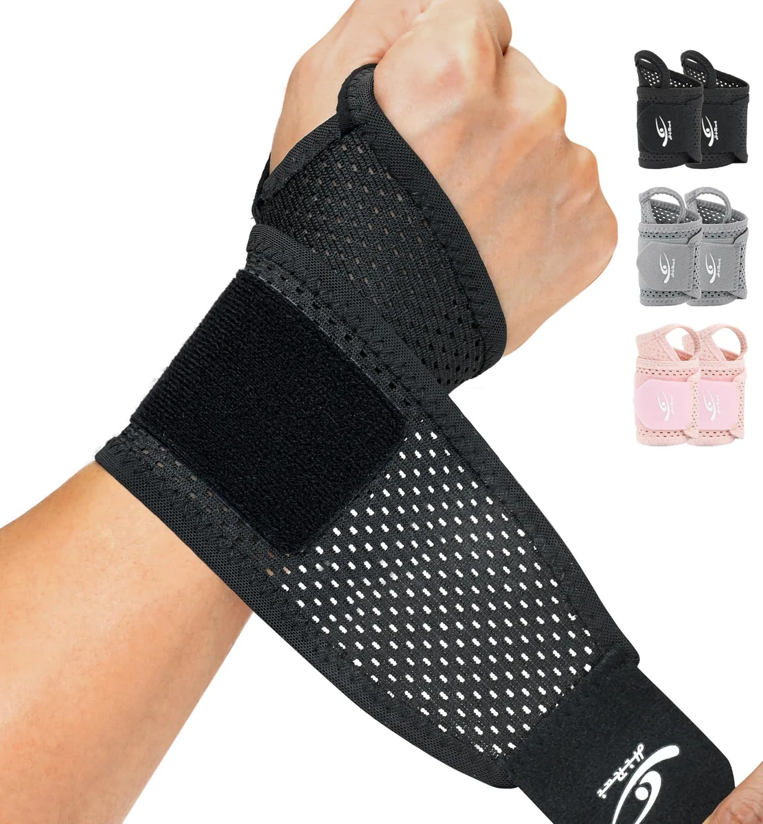 Two black ultra-thin mesh wrist wraps with Velcro straps