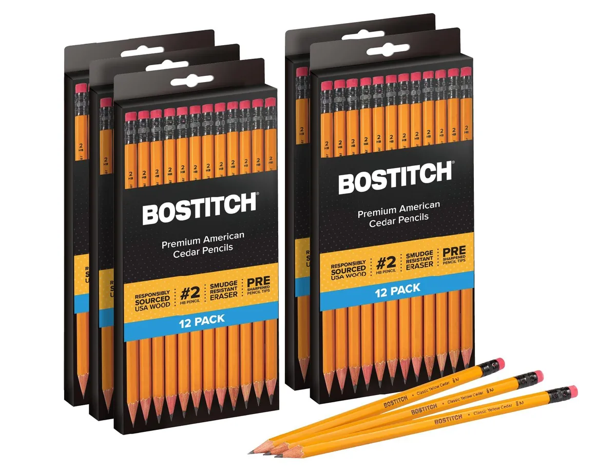 Yellow wooden HB graphite pencils, pre-sharpened, 60-count pack
