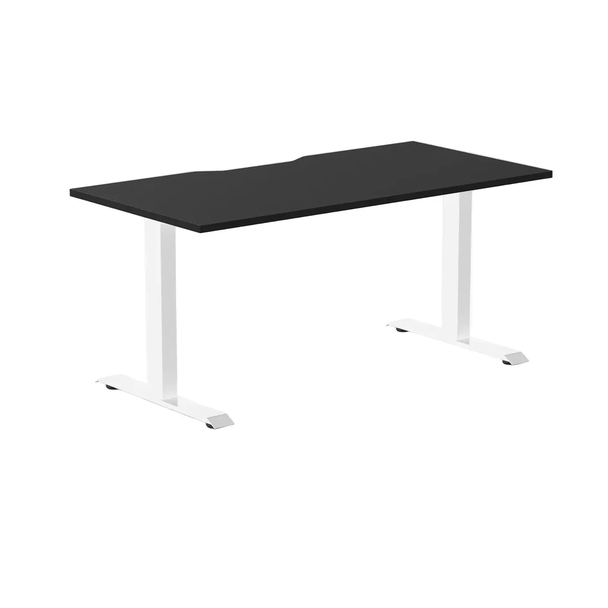 Desky Desky Zero Scalloped Laminate Office Desk Black White 59.1 x 29.5 in — product photo