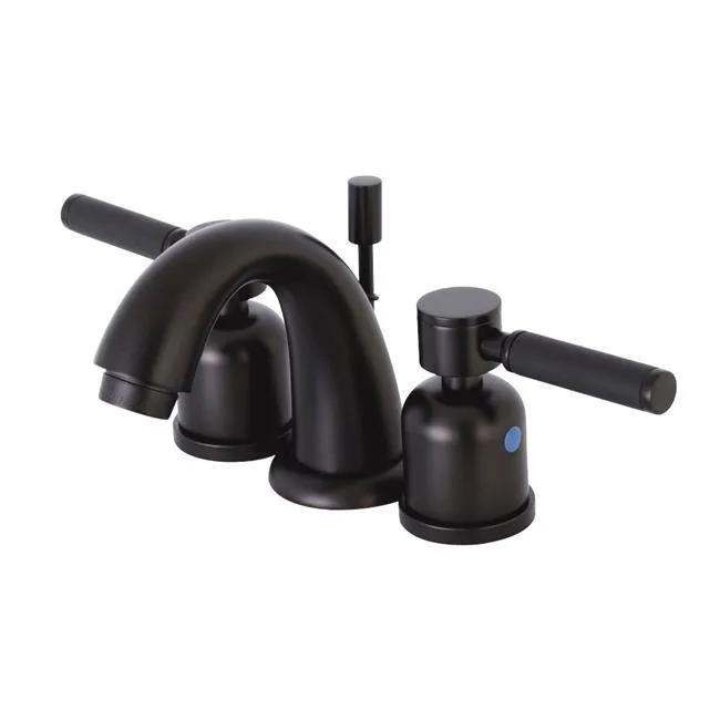 Oil-rubbed bronze widespread faucet with black rubber handles