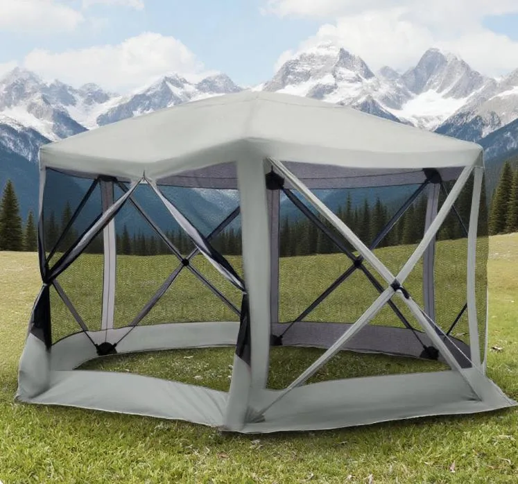 Bullride Bullride 12' x 12' Hexagon Pop-Up Gazebo with Mesh Walls, Beige — product photo