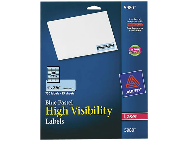 Avery Avery 5980 High-Visibility Labels Pastel Blue 1" x 2-5/8" 750 Labels — product photo