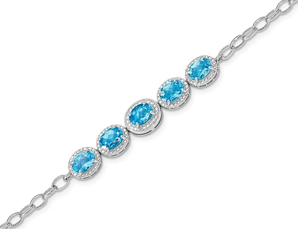 Gem &amp; Harmony Gem &amp; Harmony 5.00 Carat Sterling Silver Swiss Blue Topaz Bracelet 8 Inches — product photo