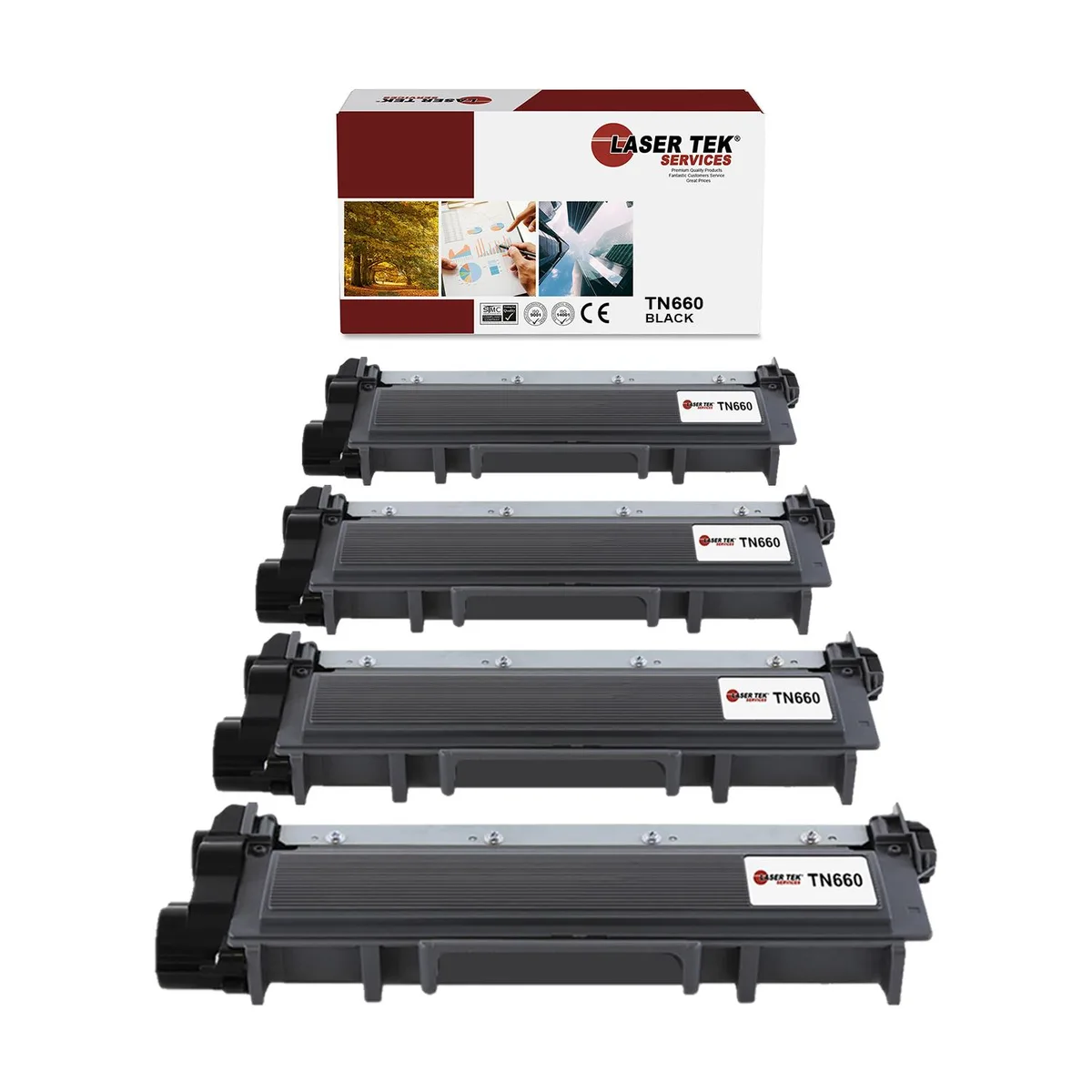 Laser Tek Services Laser Tek Services TN-660 Compatible Black Toner Cartridge 4PK — product photo