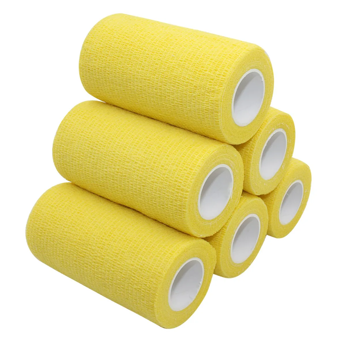 COMOmed COMOmed Self-Adherent Cohesive Bandage Latex 4"x5 Yards Yellow 6 Rolls First Aid — product photo