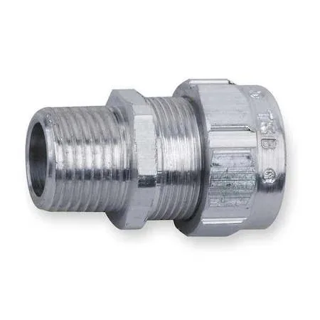 Silver aluminium liquid-tight connector with straight body and 1 in MNPT thread