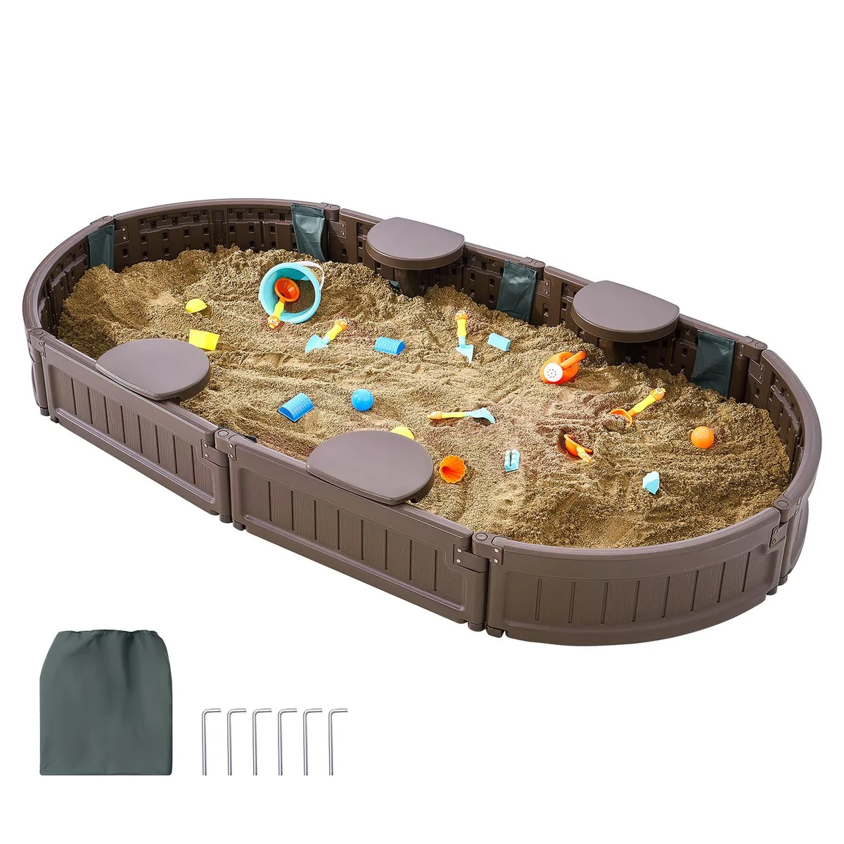 VEVOR VEVOR BXSB183 Oval Sandbox with Cover 72 x 41.5 x 9.1 in — product photo