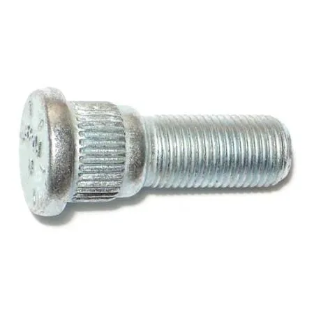Zinc plated steel wheel stud, fine thread, silver finish