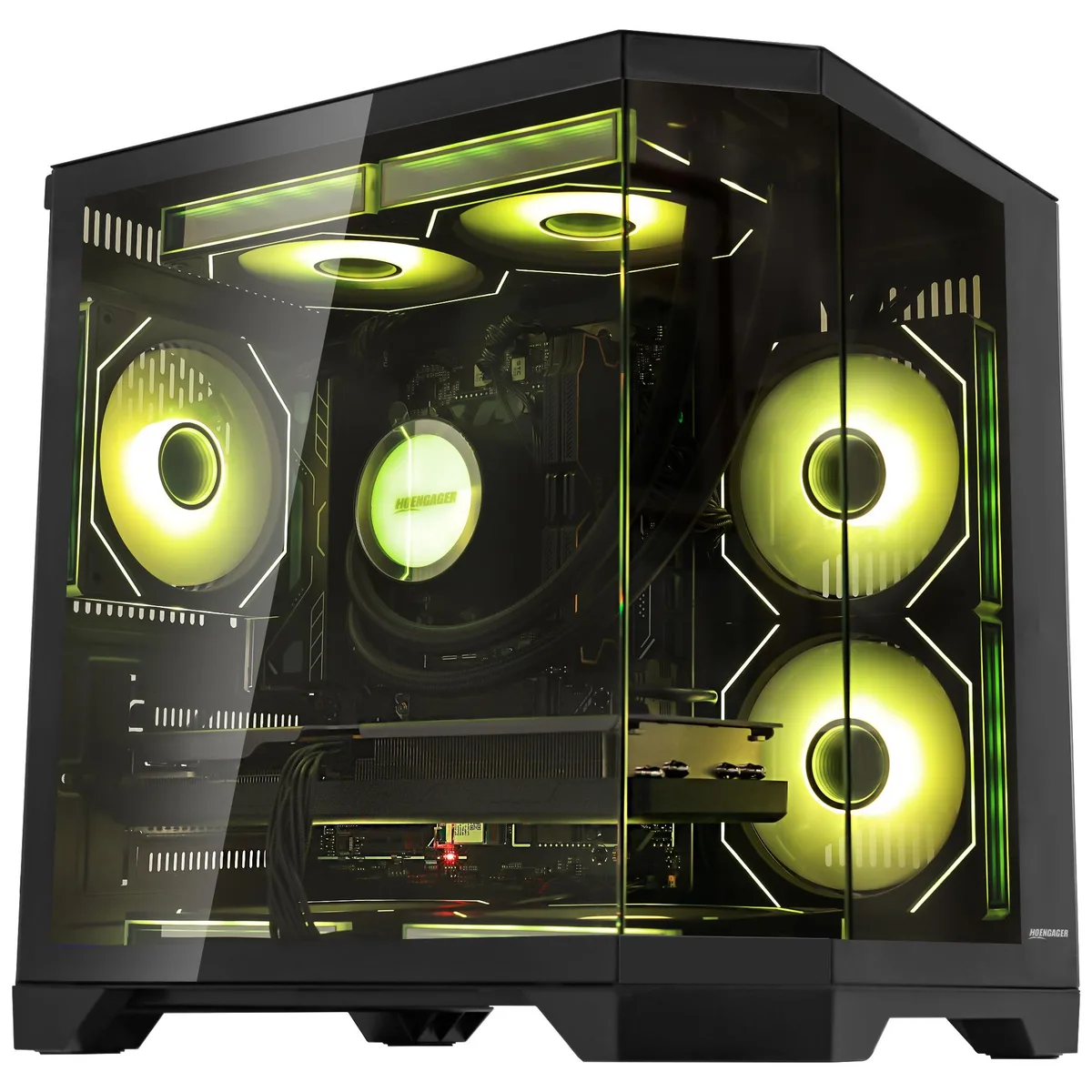 Hoengager Hoengager AI Gaming PC Ryzen 5 9600X RTX 5070 Ti 16GB 32GB DDR5 1TB 850W 240mm AIO Black — product photo
