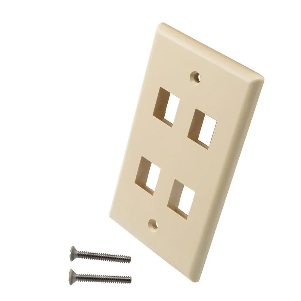 NavePoint NavePoint Snap-In Keystone Wall Plate 4-Port Ivory 10-Pack — product photo