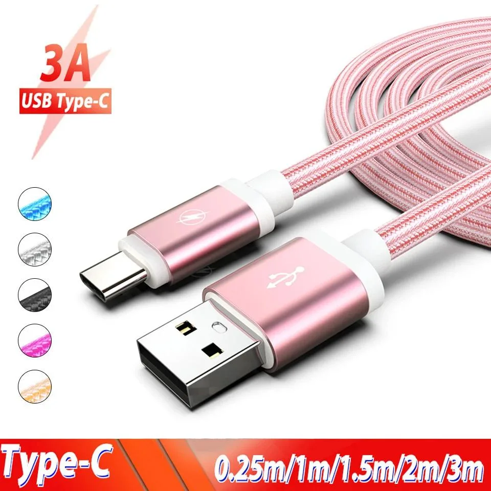 Braided black USB-C cable 1.5m aluminium ends