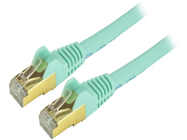 STARTECH STARTECH C6ASPAT6INAQ network ethernet cable 6 in aqua shielded cat6a — product photo